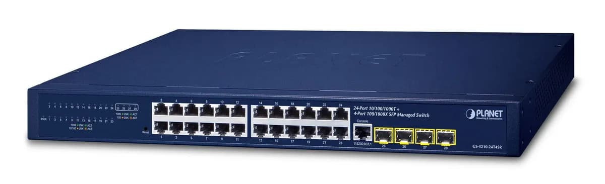Planet Switch GS-4210-24T4SR 24-Port 10/100/1000T + 4-Port 100/1000X SFP Managed