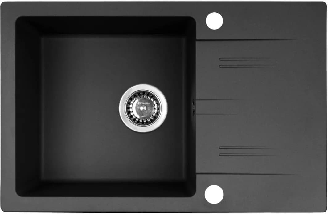 Pyramis Zlewozmywak LEFKADA (68x44) 1B 1D czarny + Bateria Flessi Black Edision - 070 260 611F, zdjęcie 1 z 2
