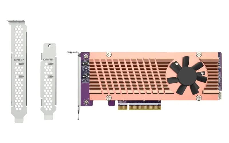 Qnap QM2-2P-384A, 2x M.2 2280/22110 M.2 PCIe (Gen3 x4) SSDs; PCIe Gen3 x8