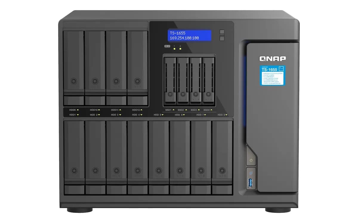 Qnap TS-1655-8G, Tower, 12 x 3.5"/2.5" SATA + 4 x 2.5" SATA, Intel Atom C5125 8C/8T, 8GB DDR4, zdjęcie 1 z 9