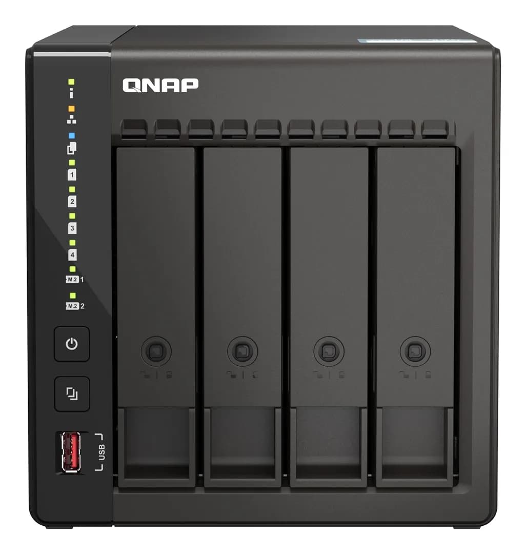 Qnap TS-453E-8G, Tower, 4 x 2.5"/3.5" SATA, Intel Celeron J6412 4C/4T, 8 GB DDR4 onboard not, zdjęcie 1 z 7