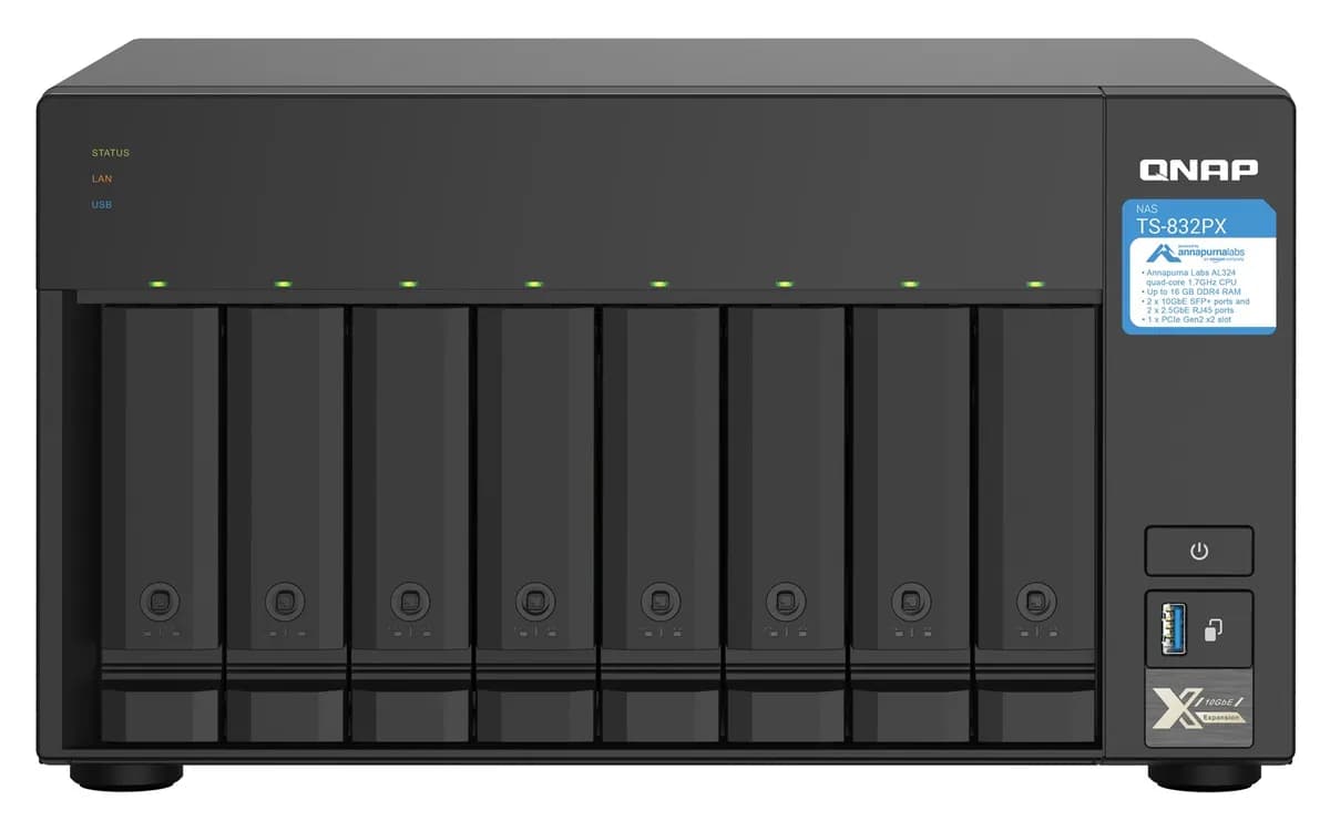 Qnap TS-832PX-4G, Tower, 8 x 2.5"/3.5" SATA, Annapurna Labs Alpine AL324 1.7GH, 4GB DDR4, zdjęcie 1 z 6