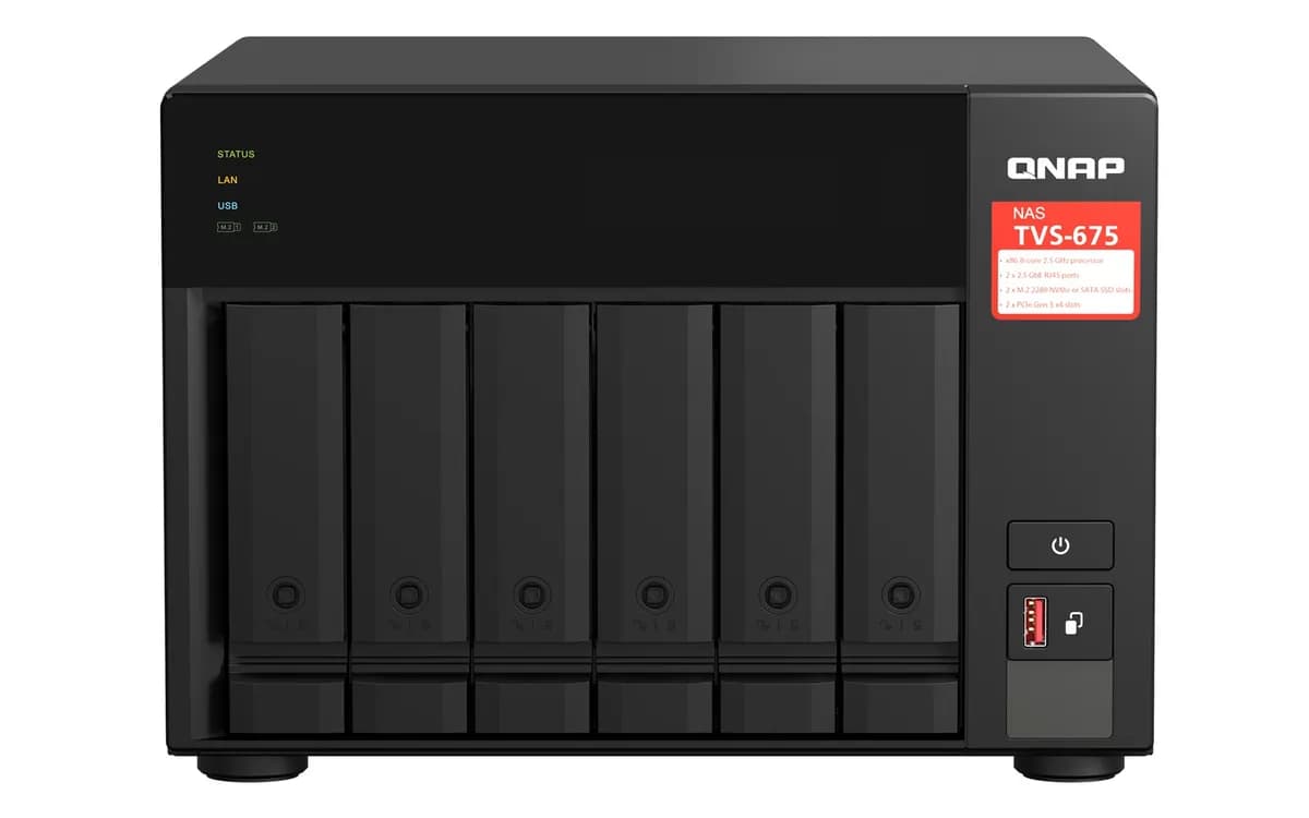 Qnap TVS-675-8G, Tower, 6 x 2.5"/3.5" SATA, Zhaoxin Kaixian KX-U6580 8C/8T, 8GB (1x 8GB) DDR4, zdjęcie 1 z 6