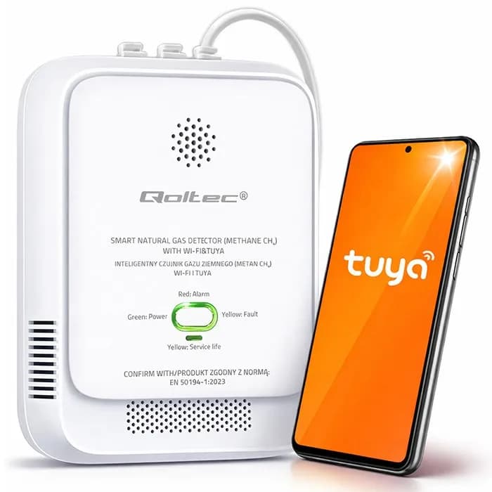 Qoltec CZUJNIK WYCIEKU GAZU ZIEMNEGO | DETEKTOR CH4 | NG | TUYA | WI-FI | ALARM 85DB | LED, zdjęcie 1 z 10