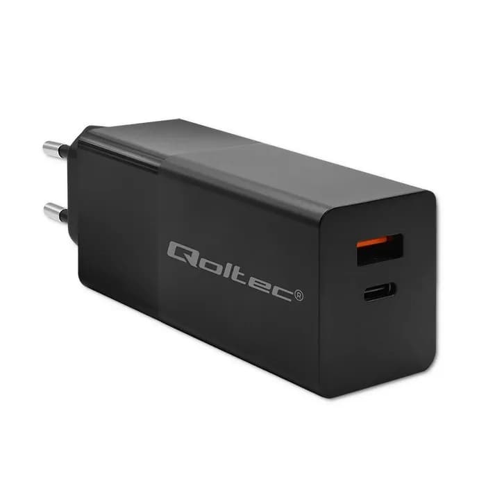 Qoltec ŁADOWARKA GAN POWER PRO | 1XUSB-C | 1XUSB | 100W | 5-20V | 1.5-5A | PD | CZARNA, zdjęcie 1 z 7
