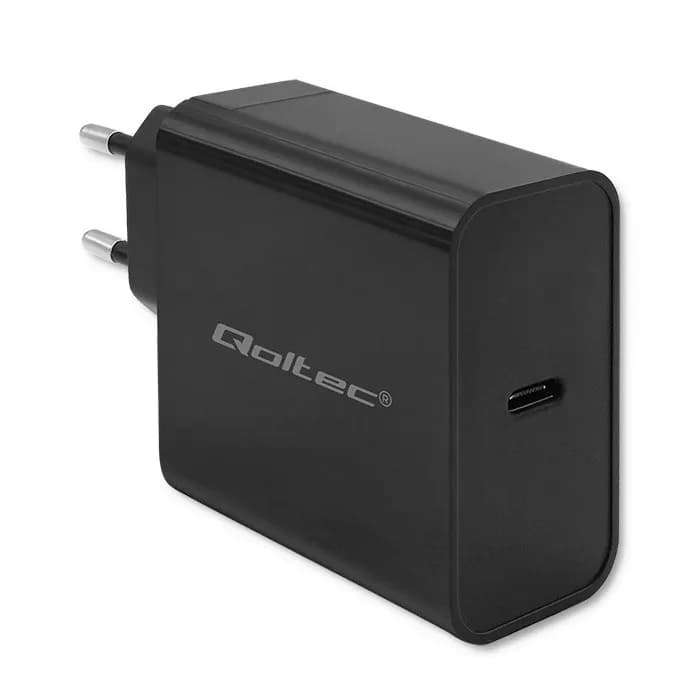 Qoltec ŁADOWARKA SUPER QUICK PD | 1XUSB-C | 65W | 5-20V | 3-3.25A | CZARNA, zdjęcie 1 z 8