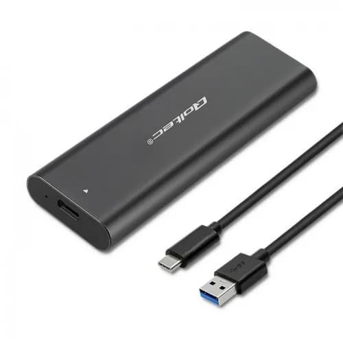 Qoltec OBUDOWA DO DYSKÓW KIESZEŃ M.2 SATA SSD | NGFF | USB TYP C, zdjęcie 1 z 10