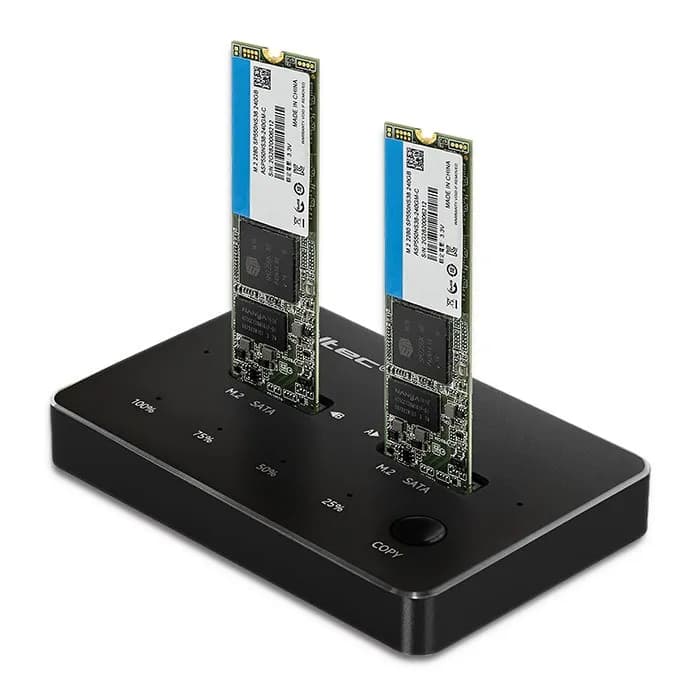 Qoltec STACJA DOKUJĄCA DYSKÓW 2X SSD M.2 SATA | NGFF | USB TYP C, zdjęcie 1 z 11