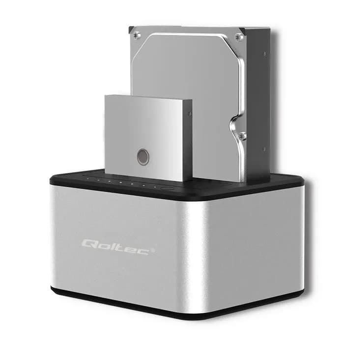 Qoltec STACJA DOKUJĄCA DYSKÓW 2XHDD/SSD 2.5"/3.5" SATA | USB 3.0 | KLONOWANIE, zdjęcie 1 z 8
