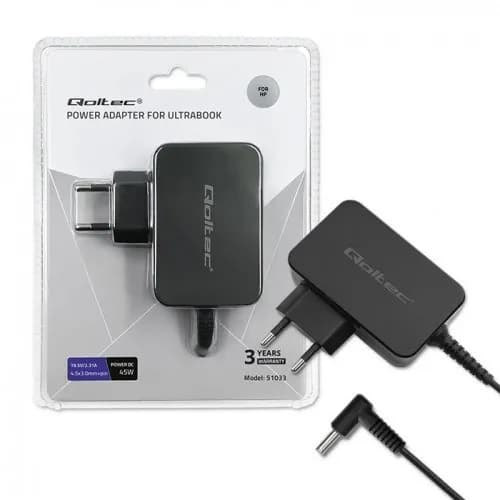Qoltec ZASILACZ DO ULTRABOOKA HP 45W | 19.5V | 2.31A | 4.5*3.0+PIN, zdjęcie 1 z 8