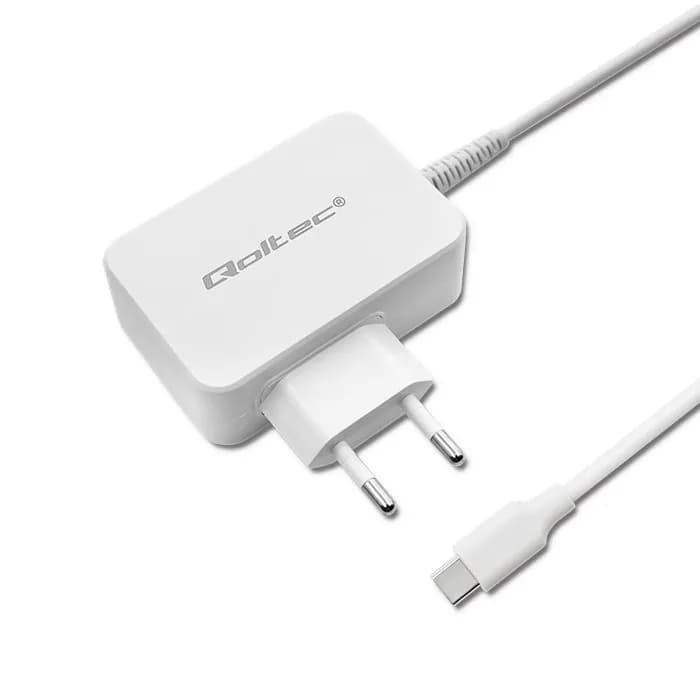 Qoltec ZASILACZ SIECIOWY 65W | 5-20.3V | 2-3.25A | USB TYP C | PD | BIAŁY, zdjęcie 1 z 9