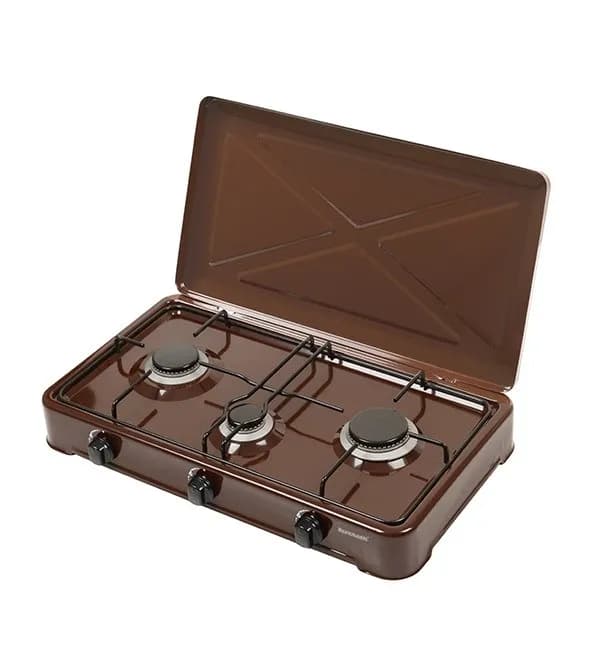 Ravanson Kuchenka gazowa nastawna K-03BR | 3 palniki | ruszt | gaz LPG | brązowy