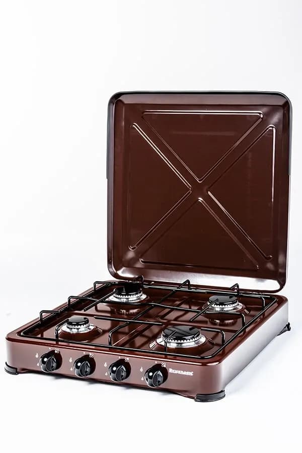 Ravanson Kuchenka gazowa nastawna K-04BR | 4 palniki | ruszt | gaz LPG | brązowy, zdjęcie 1 z 2