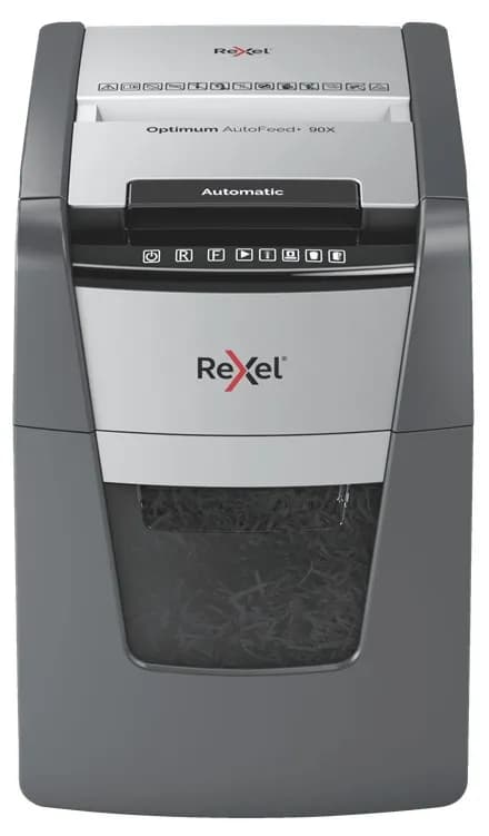 Rexel Niszczarka Optimum AutoFeed+ 90X, (P-4), 90 kartek, 34 l kosz, zdjęcie 1 z 5