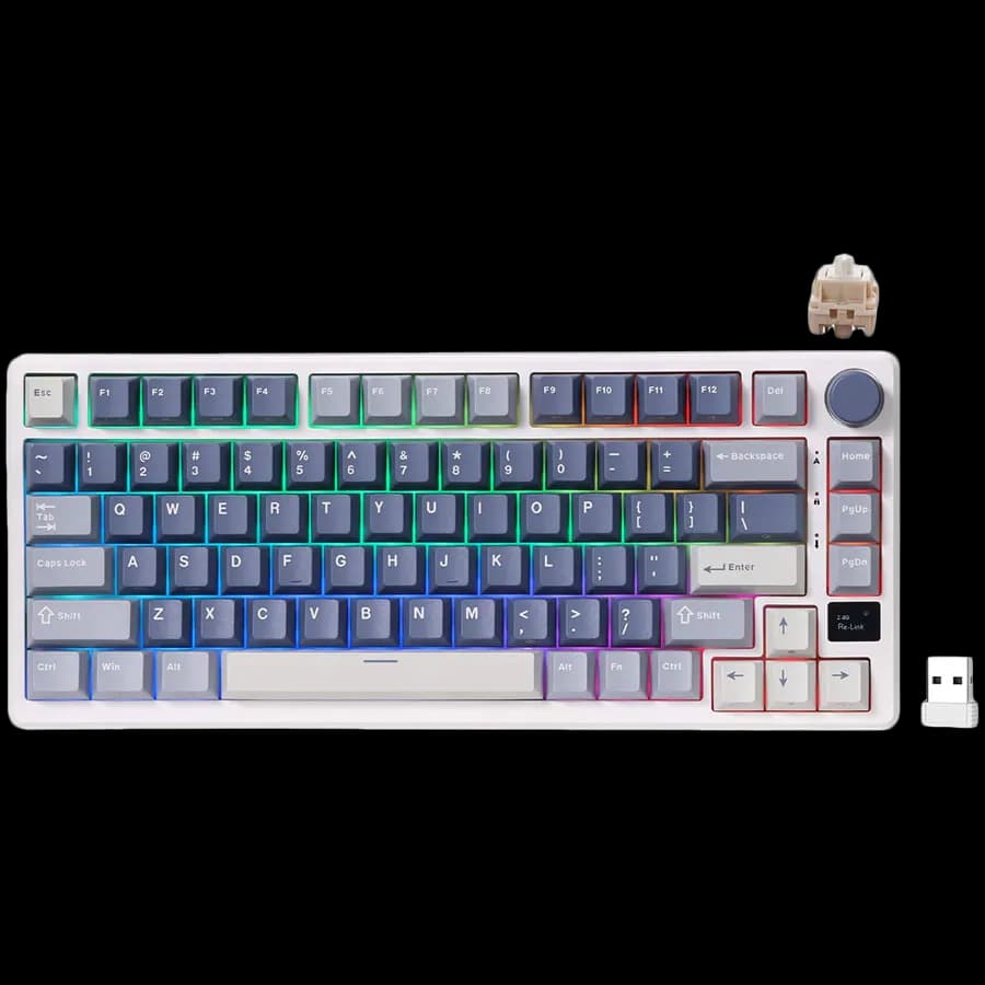Royal Kludge RK-M75 Ocean Blue Gaming Keyboard Cream switch, zdjęcie 1 z 3
