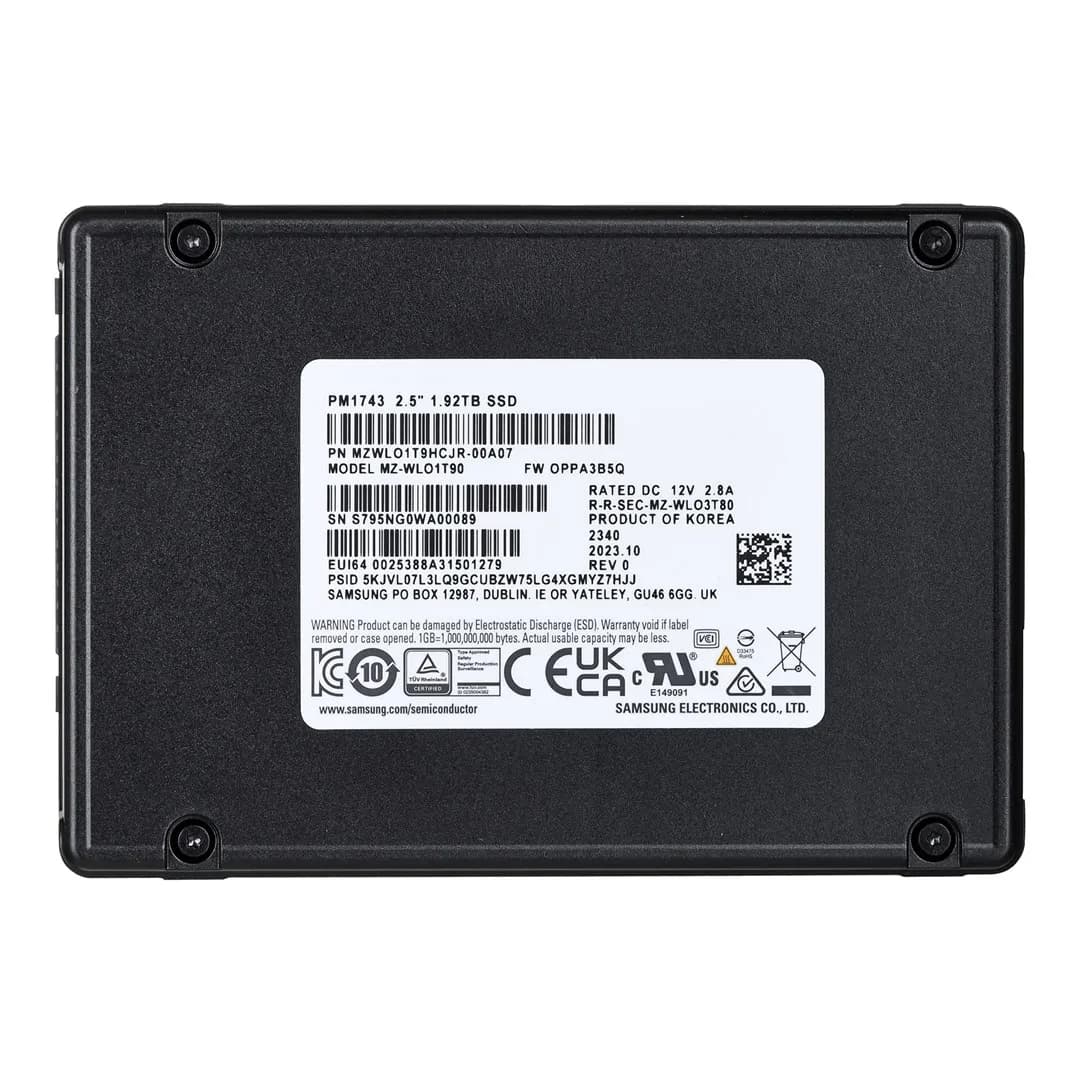 Samsung Dysk SSD PM1743 1.92TB U.2 NVMe PCIe 5.0 MZWLO1T9HCJR-00A07 (DPWD 1), zdjęcie 1 z 6