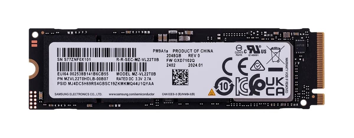 Samsung Dysk SSD PM9A1a 2TB Nvme M.2 2280 MZVL22T0HDLB-00B07, zdjęcie 1 z 3