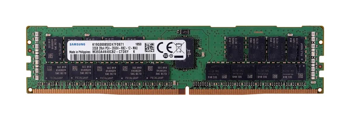 Samsung RDIMM 32GB DDR4 2Rx4 2666MHz PC4-21300 ECC REGISTERED M393A4K40CB2-CTD, zdjęcie 1 z 3
