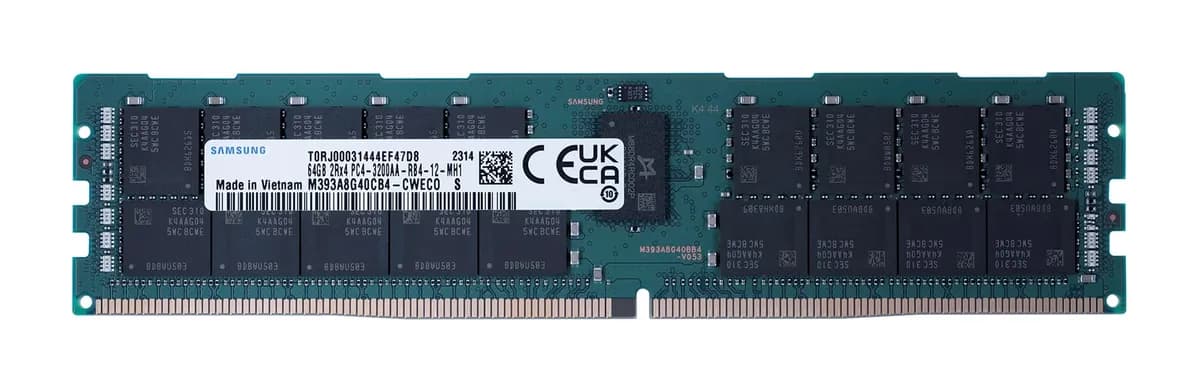 Samsung RDIMM 64GB DDR4 2Rx4 3200MHz PC4-25600 ECC REGISTERED M393A8G40CB4-CWE, zdjęcie 1 z 3