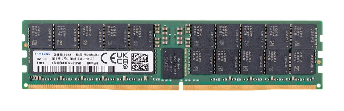 Samsung RDIMM DDR5 64GB 2Rx4 6400MHz PC5-51200 ECC REGISTERED M321R8GA0EB2-CCP, zdjęcie 1 z 4