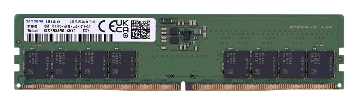 Samsung UDIMM non-ECC 16GB DDR5 1Rx8 5600MHz PC5-44800 M323R2GA3PB0-CWM, zdjęcie 1 z 5