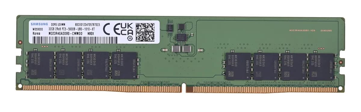 Samsung UDIMM non-ECC 32GB DDR5 2Rx8 5600MHz PC5-44800 M323R4GA3DB0-CWM, zdjęcie 1 z 5