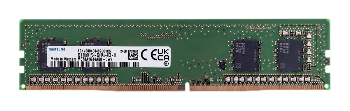 Samsung UDIMM non-ECC 8GB DDR4 1Rx16 3200MHz PC4-25600 M378A1G44AB0-CWE, zdjęcie 1 z 3