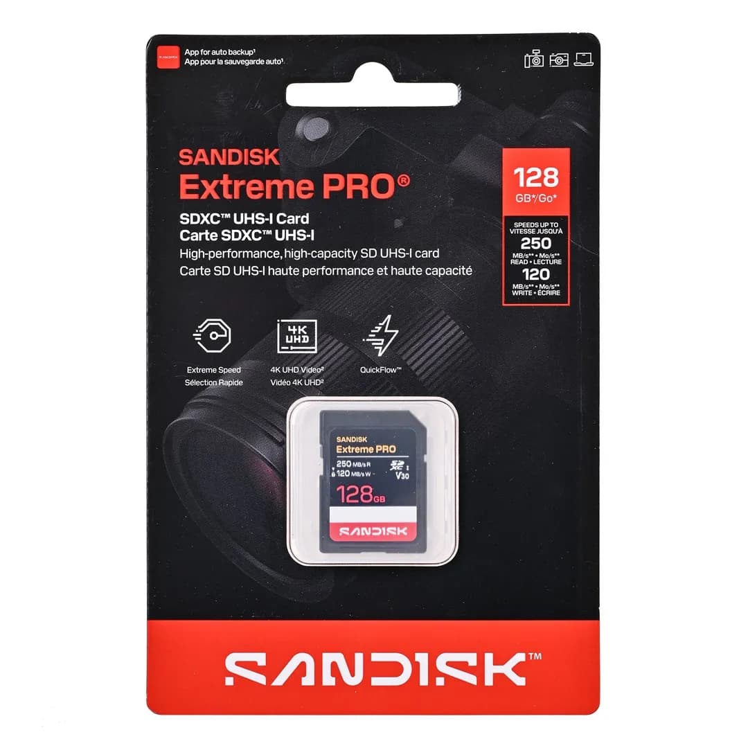 SanDisk Extreme Pro SD UHS-I 128GB SD 250MB/s(R), 120MB/s(W)