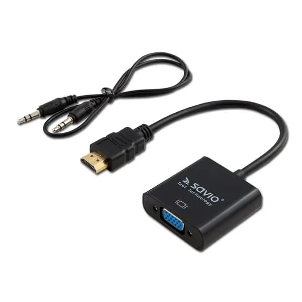 Savio Adapter CL-23/B (HDMI M - D-Sub (VGA) F; 0,20m; kolor czarny)