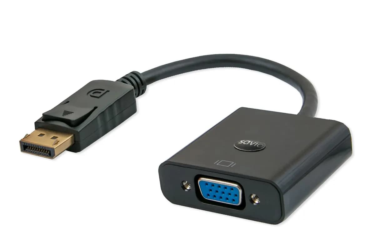 Savio Adapter CL-90 (DisplayPort M - D-Sub (VGA) F; 0,20m; kolor czarny), zdjęcie 1 z 3