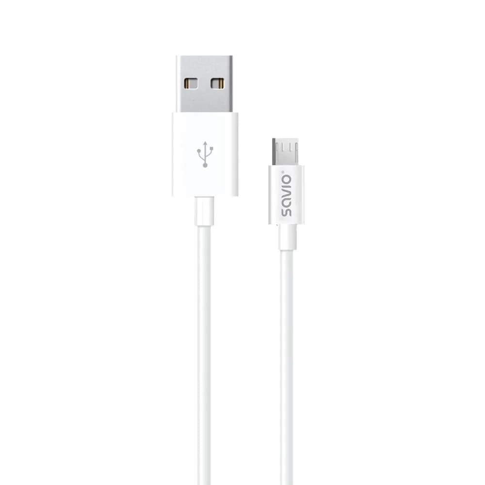 Savio Kabel CL-124 (Micro USB - USB 2.0 typu A ; 2m; kolor biały), zdjęcie 1 z 4