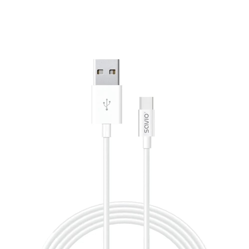 Savio Kabel CL-125 (USB typu C - USB 2.0 typu A ; 1m; kolor biały), zdjęcie 1 z 7
