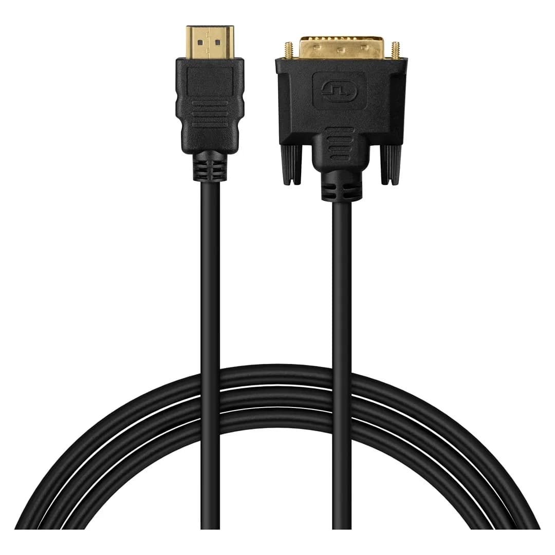 Savio KABEL HDMI 19PIN MĘSKI - DVI 18+1 MĘSKI 1,8M CZARNY ZŁOTE KOŃCÓWKI CL-212, zdjęcie 1 z 5