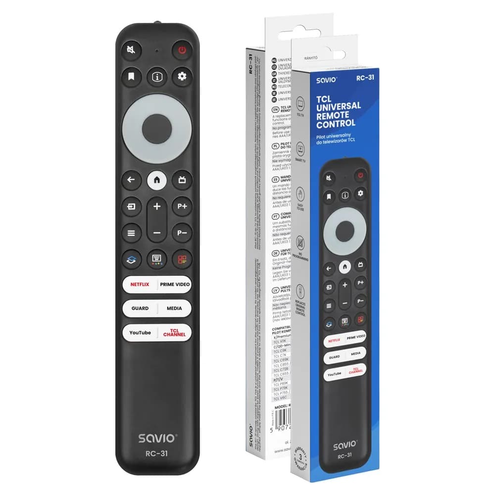 Savio PILOT UNIWERSALNY/ZAMIENNIK DO TV TCL RC-31, zdjęcie 1 z 6