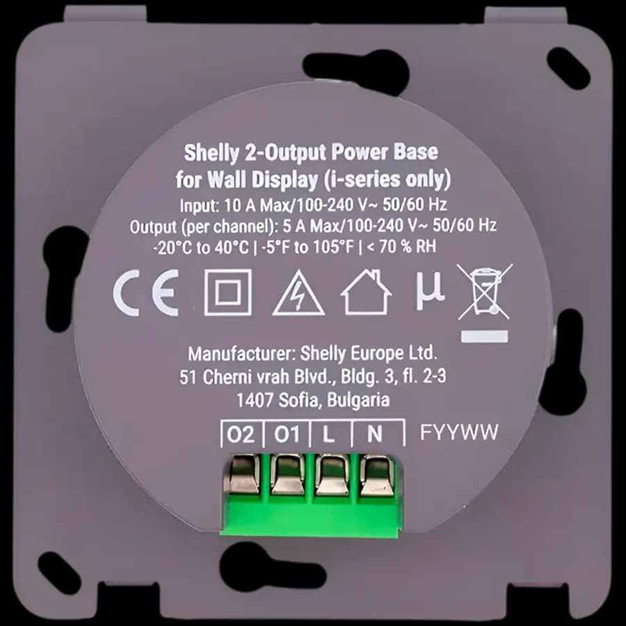 Shelly 2-output Power Base for Wall Display i-series, zdjęcie 1 z 3