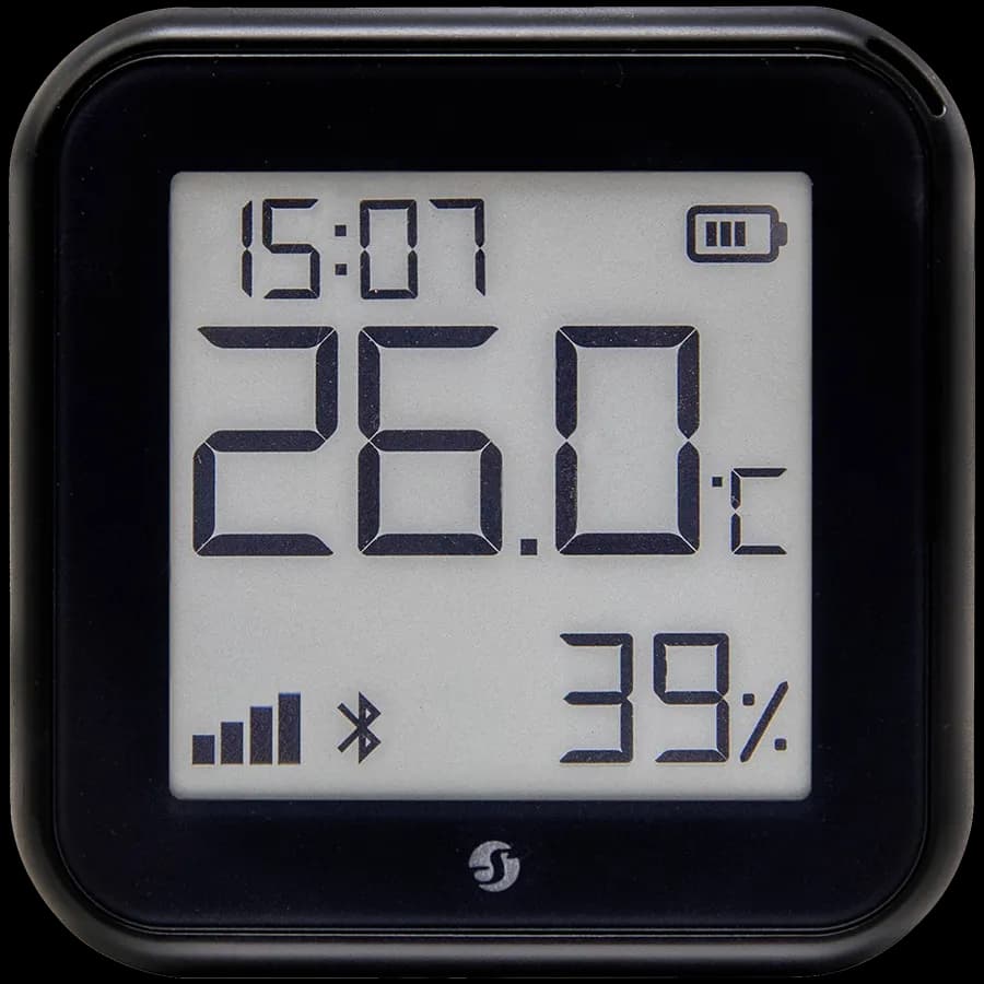 Shelly H&T Gen 3 Matte Black Wyświetlacz z czujnikiem temperatury i wilgotności czarny