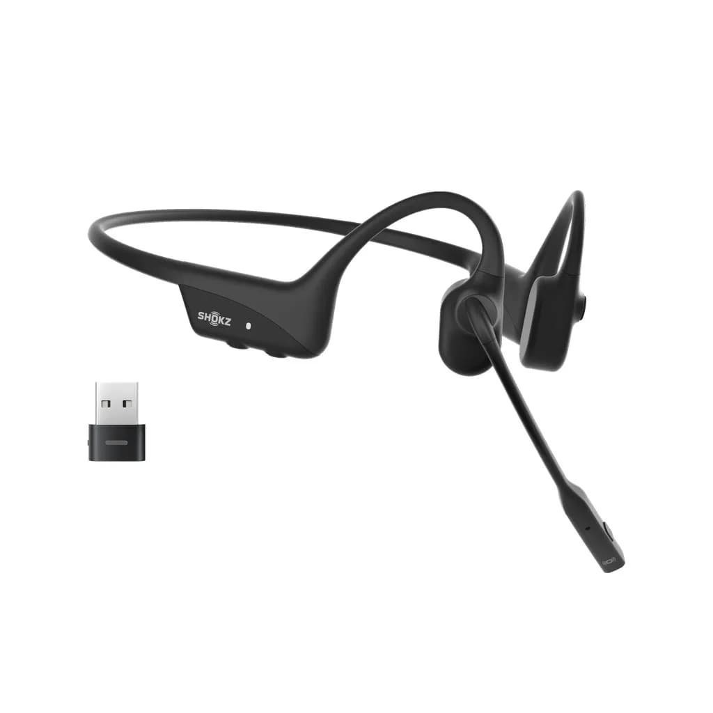 Shokz Słuchawki bezprzewodowe kostne OpenComm2 + adapter USB-A czarne, zdjęcie 1 z 10