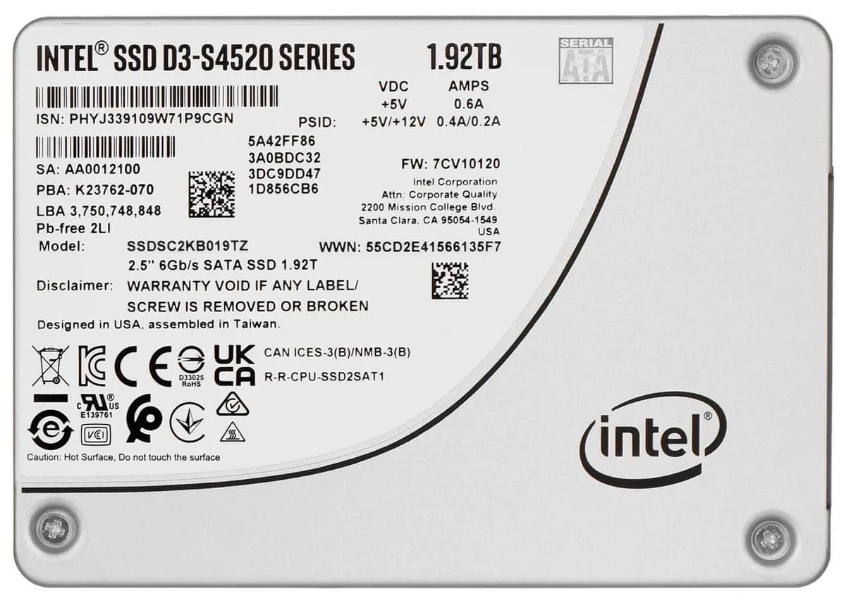 Solidigm Dysk SSD (Intel) S4520 1.92TB SATA 2.5" SSDSC2KB019TZ01 (DWPD up to 3), zdjęcie 1 z 4