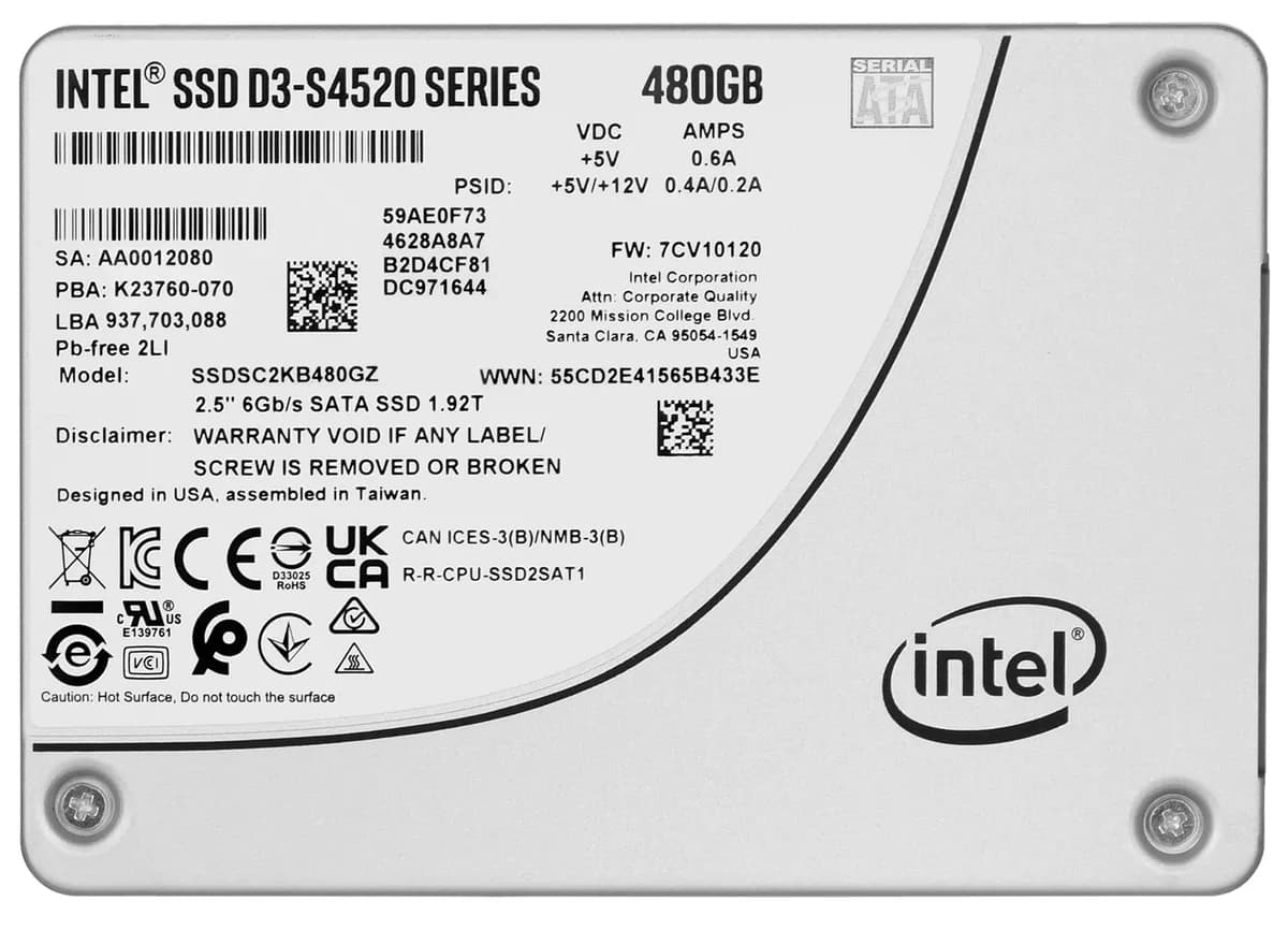 Solidigm Dysk SSD (Intel) S4520 480GB SATA 2.5" SSDSC2KB480GZ01 (DWPD up to 3), zdjęcie 1 z 4