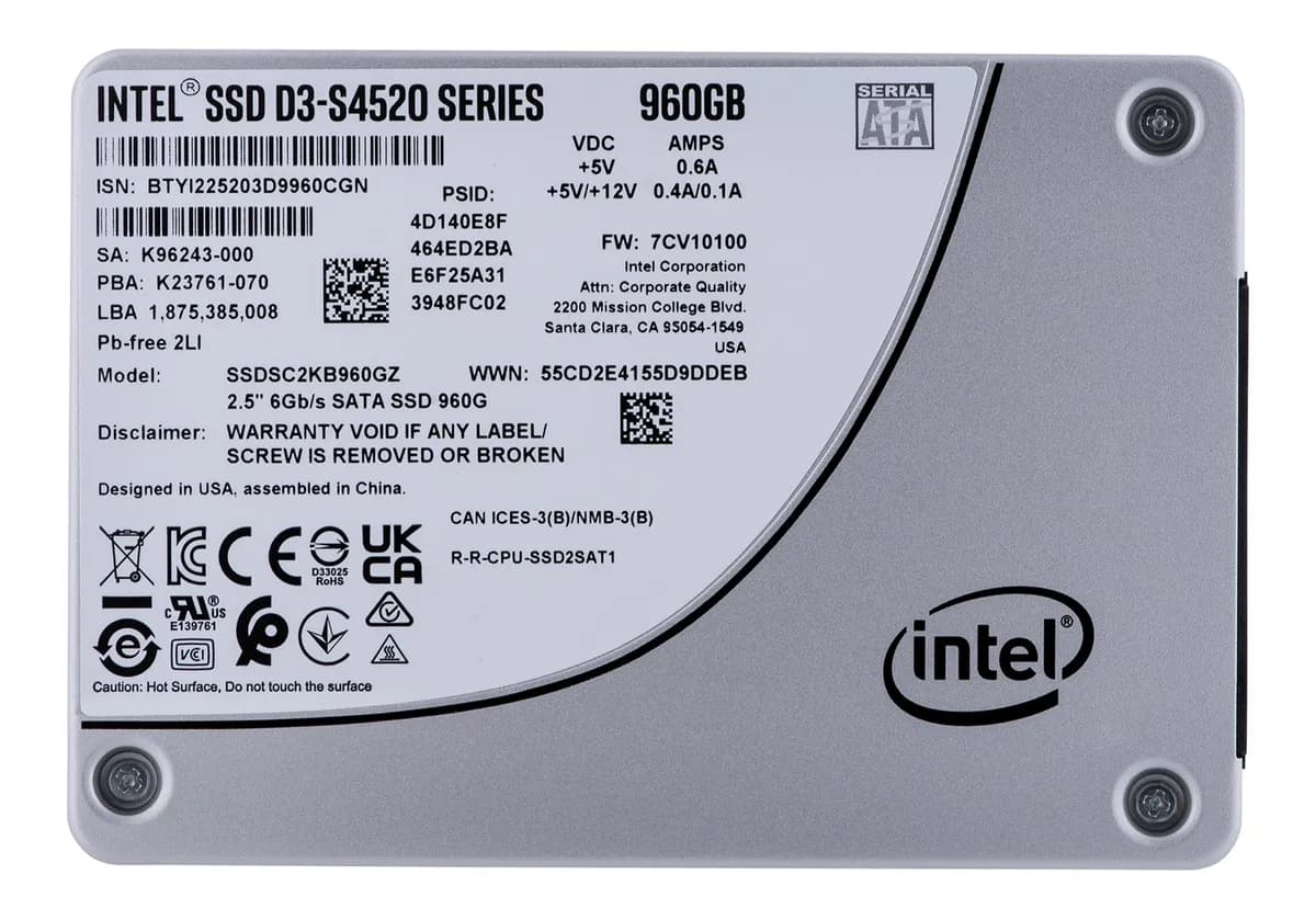 Solidigm Dysk SSD (Intel) S4520 960GB SATA 2.5" SSDSC2KB960GZ01 (DWPD up to 3), zdjęcie 1 z 4