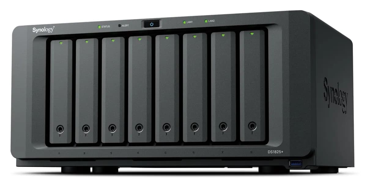 Synology NAS DS1825+, Tower, 8x 2.5"/3.5" SATA + 2x M.2 2280 NVMe SSD, AMD Ryzen V1500B, 8GB DDR4