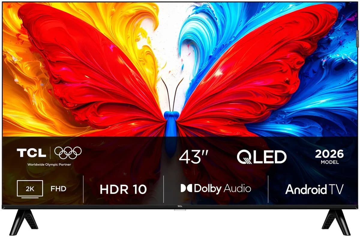 Tcl Telewizor 43S5L QLED 43" Full HD Android TV Dolby Digital DVB-T2 Czarny, zdjęcie 1 z 9