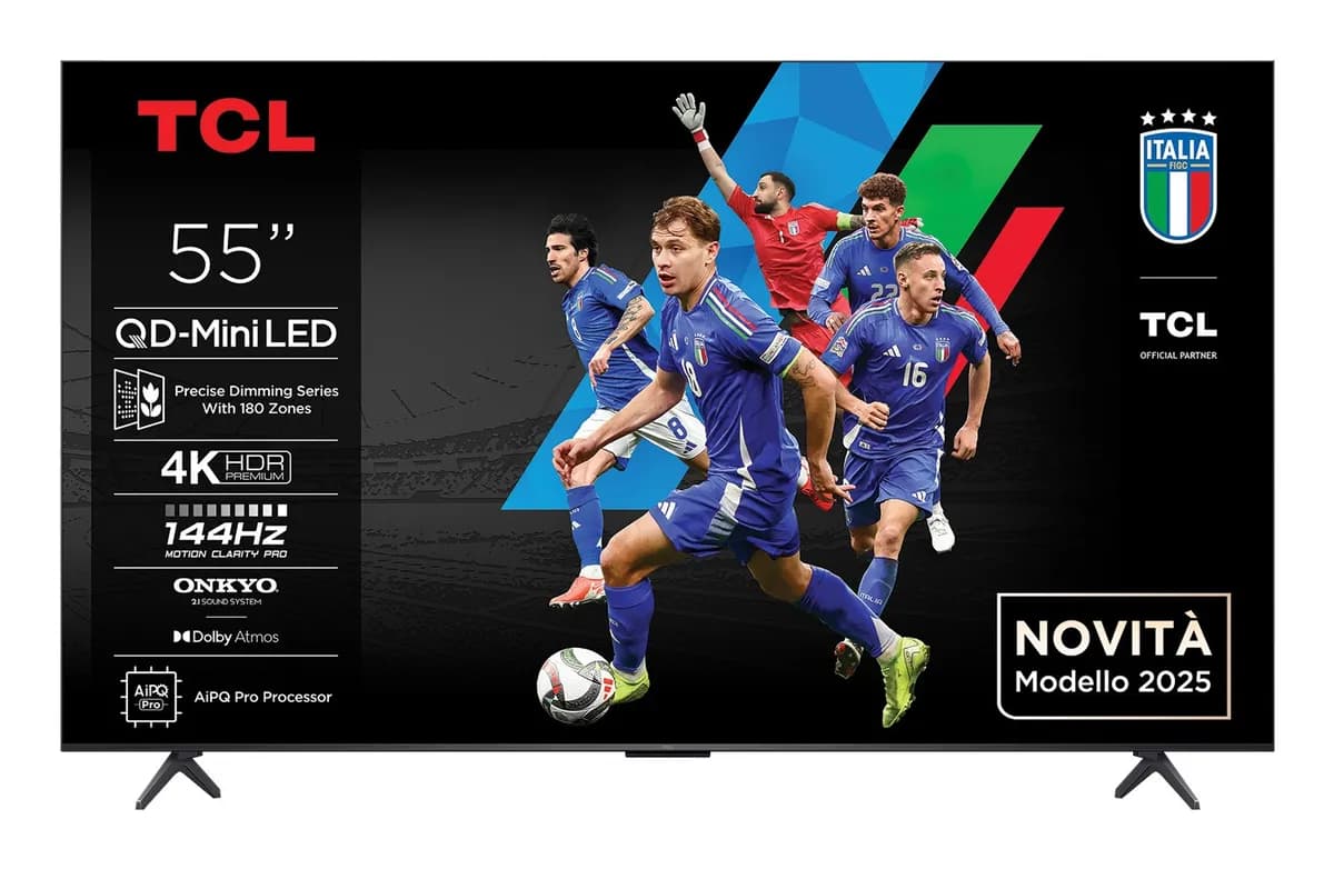 Tcl Telewizor 55Q6C QD-Mini LED 55'' 4K Ultra HD Google TV Dolby Atmos DVB-T2 Metaliczny, zdjęcie 1 z 8