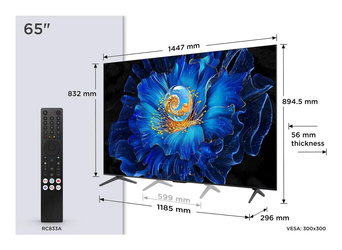 Tcl Telewizor 65C69KS QD-Mini LED 65" 4K Ultra HD Google TV Dolby Atmos Metaliczny, zdjęcie 1 z 7