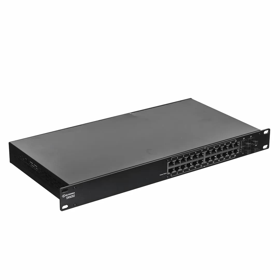 Teltonika Switch SWM282 24p Zarządzany L2+ Gigabit Ethernet (10/100/1000) Obsługa PoE Czarny, zdjęcie 1 z 7