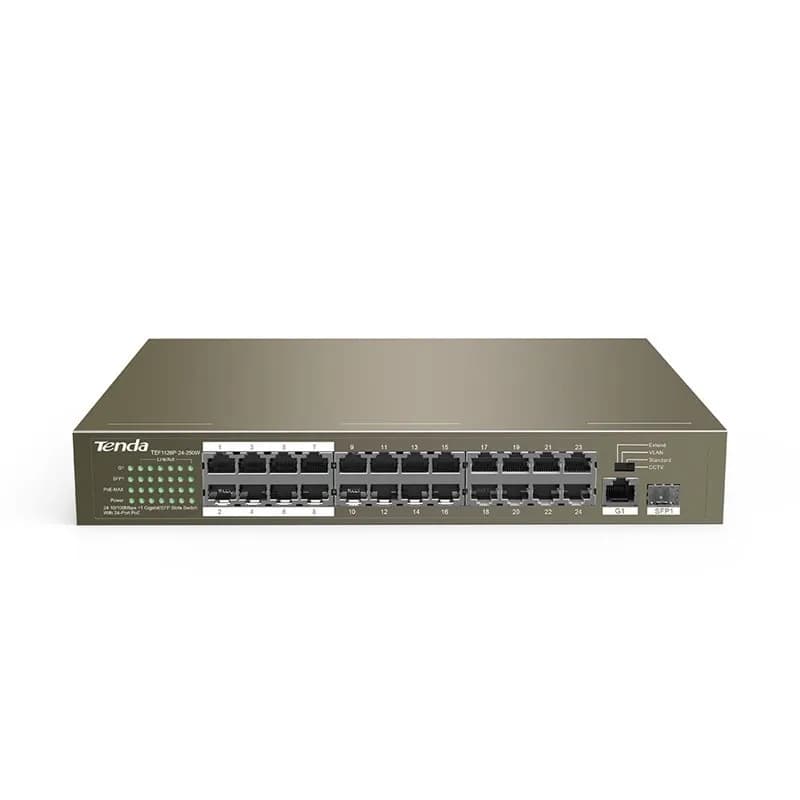 Tenda Switch PoE TEF1126P-24-250W (1x 10/100/1000Mbps, 24x 10/100Mbps), zdjęcie 1 z 3