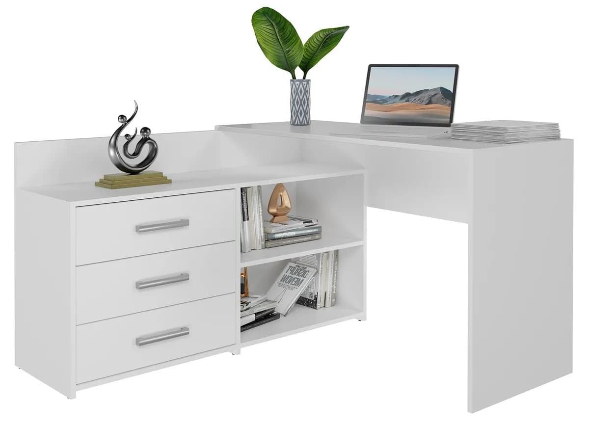 Top E Shop Biurko narożne + komoda DANY 120x50xH76 biały, zdjęcie 1 z 5