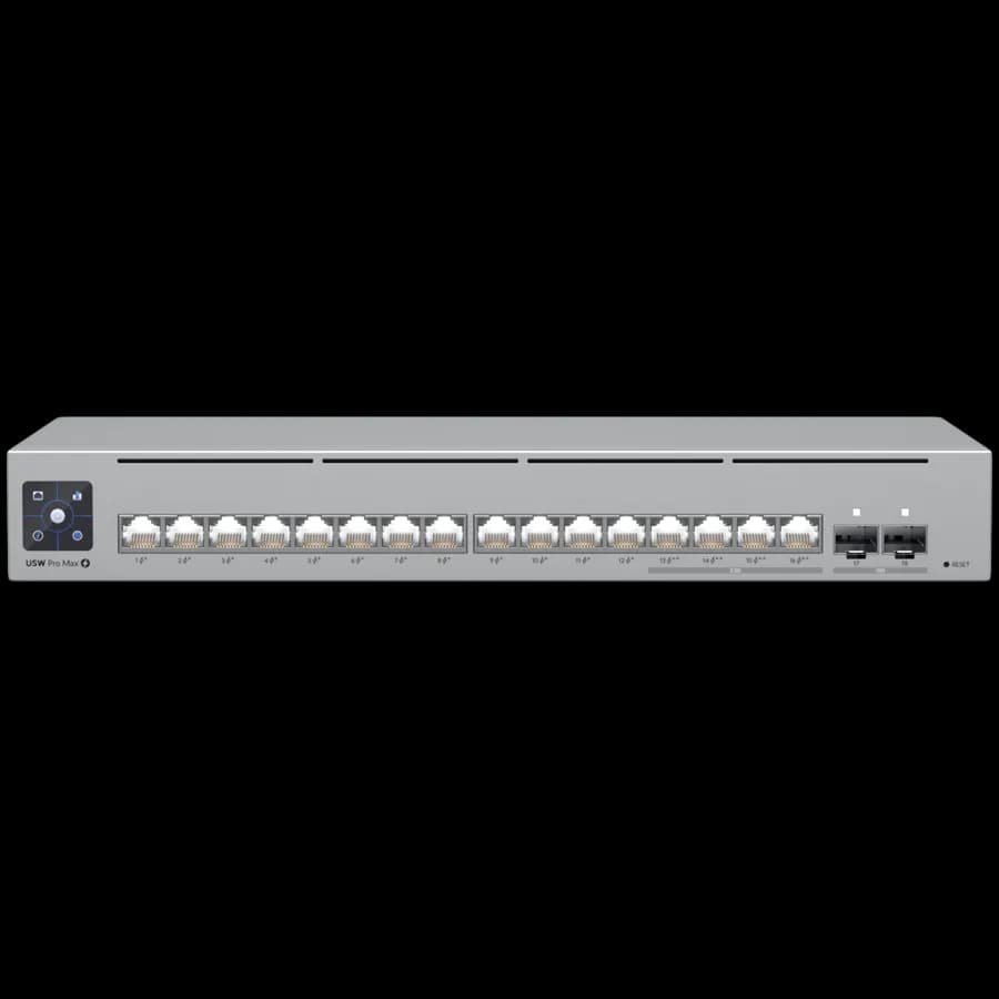 Ubiquiti UniFi Switch Pro Max, 16 port, Layer 3, (12) GbE PoE+, (4) 2.5 GbE PoE++, (2) 10G SFP+, zdjęcie 1 z 3