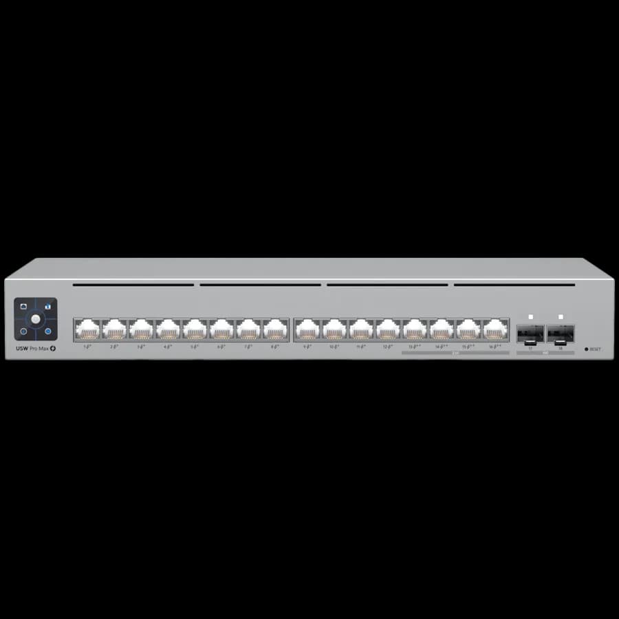 Ubiquiti UniFi Switch Pro Max, 16 port, Layer 3, (12) GbE PoE+, (4) 2.5 GbE PoE++, (2) 10G SFP+, zdjęcie 1 z 4