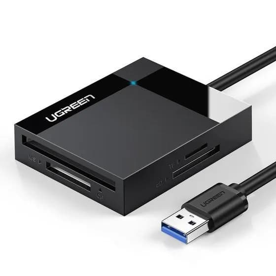 Ugreen Czytnik kart pamięci CR125 SD, micro SD, CF, MS z kablem USB 3.0 0.5m - czarny, zdjęcie 1 z 3